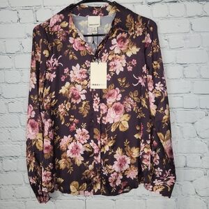 NWT Industry Size S Floral Button Down Blouse